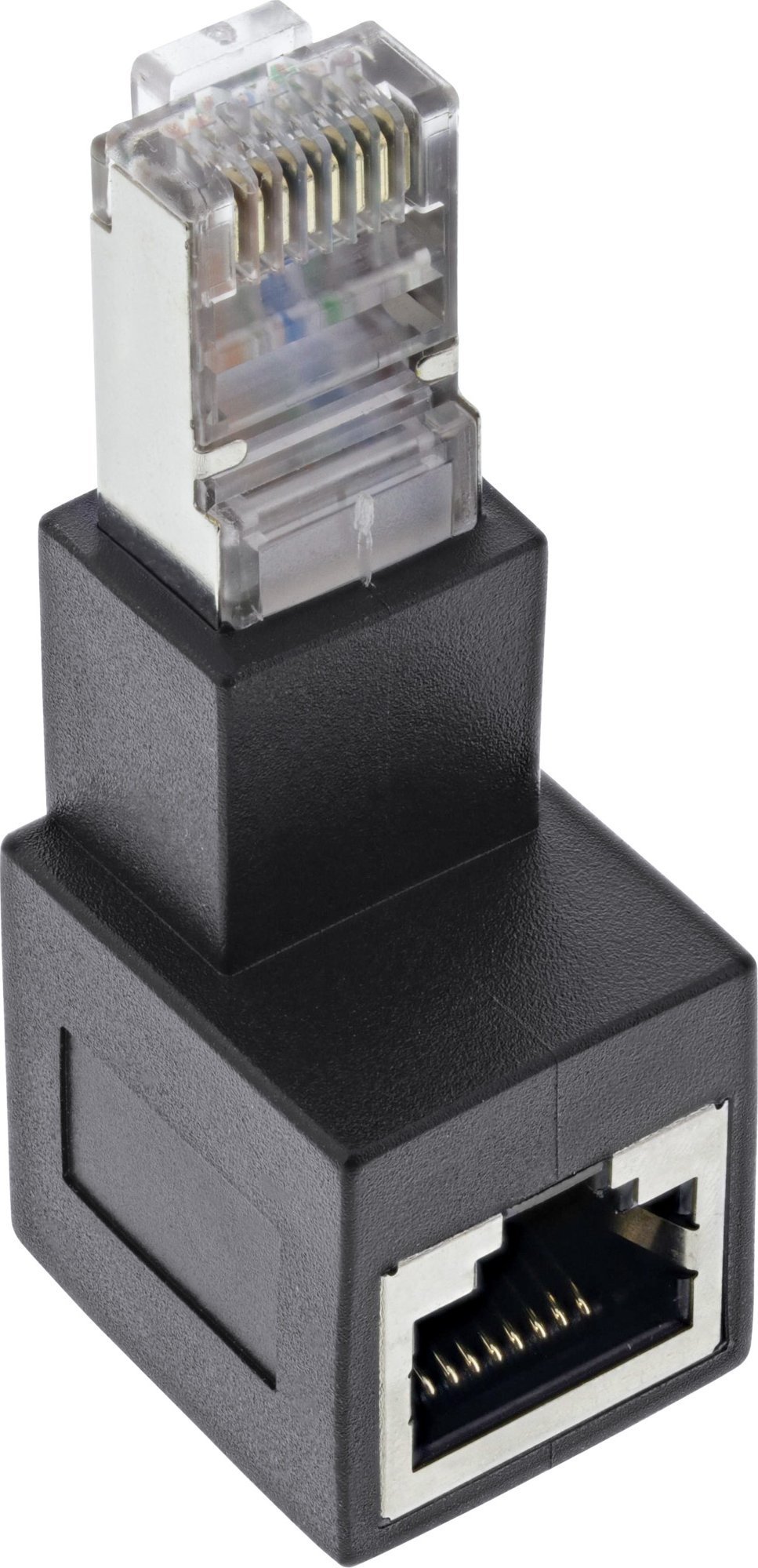 Adapter rrjeti InLine Patch Cord Cat.6A, RJ45 mashkull femër, kënd 90°
