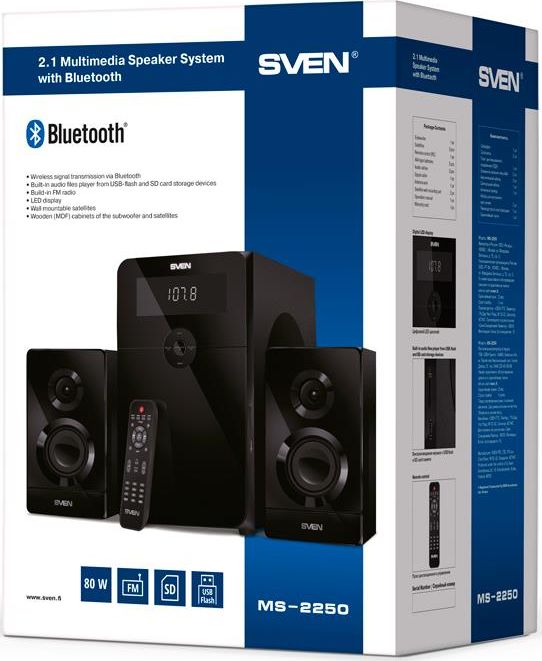 Kutia zëri Sven MS-2250, 80W, 2.1, USB SD Bluetooth, e zezë