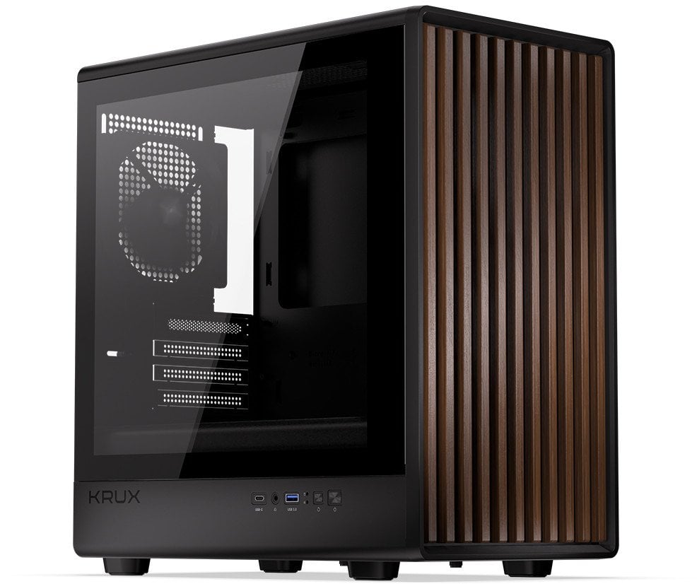 Kasa kompjuterike KRUX Helio KRXD011, microATX, anË xham i temperuar, dru i errët