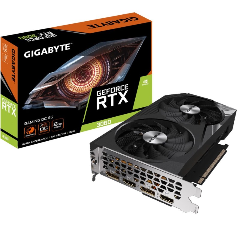 Kartë grafike Gigabyte GeForce RTX 3060 Gaming OC, 8GB GDDR6, 200mm, e zezë