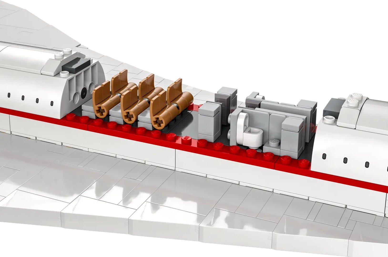 Set ndërtimi LEGO Icons Concorde 10318, model avioni ekspozimi, i bardhë