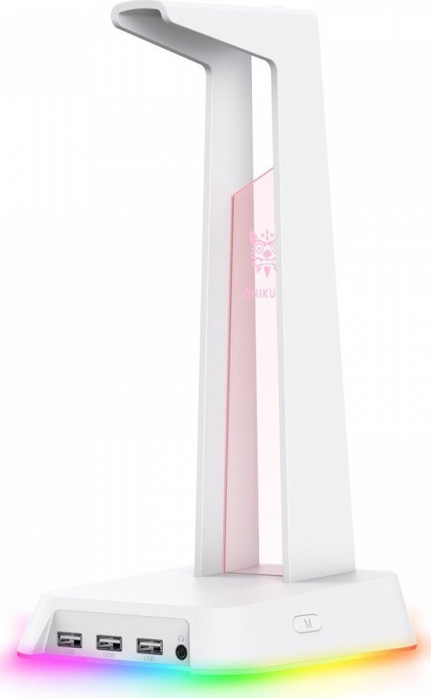 Qëndrim për kufje Onikuma ST2, RGB, 3x USB, i bardhë