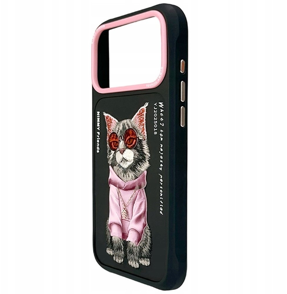 Mbrojtëse telefoni Nimmy Case Glasses Cool Cat, për iPhone 17 Pro, e zezë