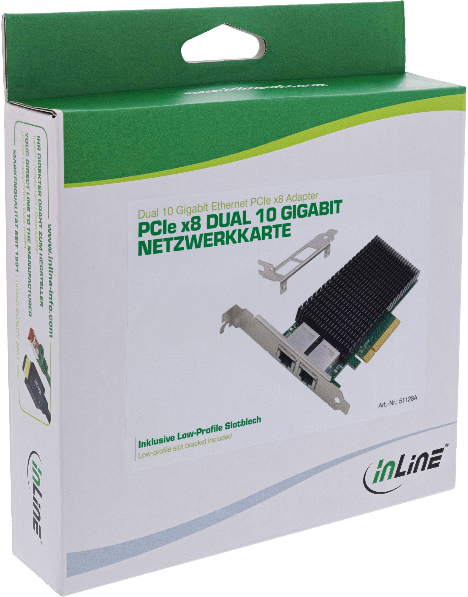 Kartë rrjeti InLine Dual 10-Gigabit, 2x RJ45 10Gb/s, PCIe x8
