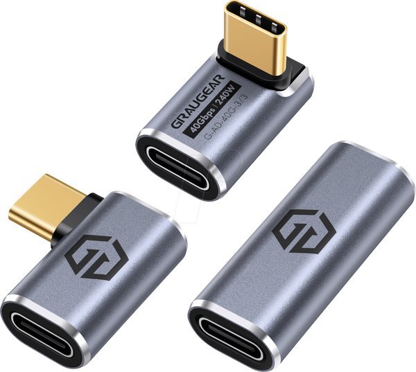 Adapter USB C GrauGear G AD 40G 3, 40 Gbps, set 3 copë, gri