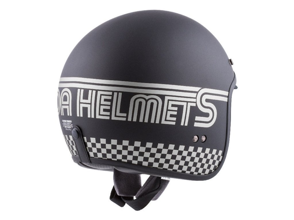 Helmeta moto Cassida Oxygen Rondo, polikarbonat, vizor dielli, e zezë mat me argjend