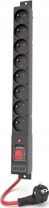 Prizë zgjatese Acar R8 Power, 8x 230V, 10m, gri