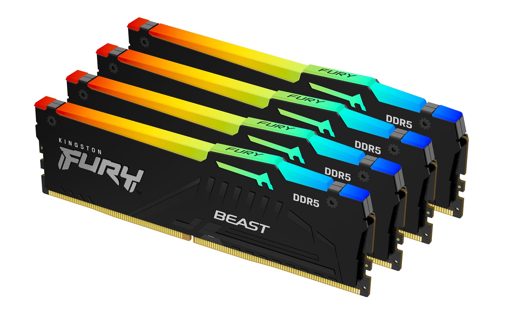 Memorie RAM Kingston FURY 128GB 5200MT/s DDR5 CL40 DIMM (4 x 32 GB) Beast RGB XMP