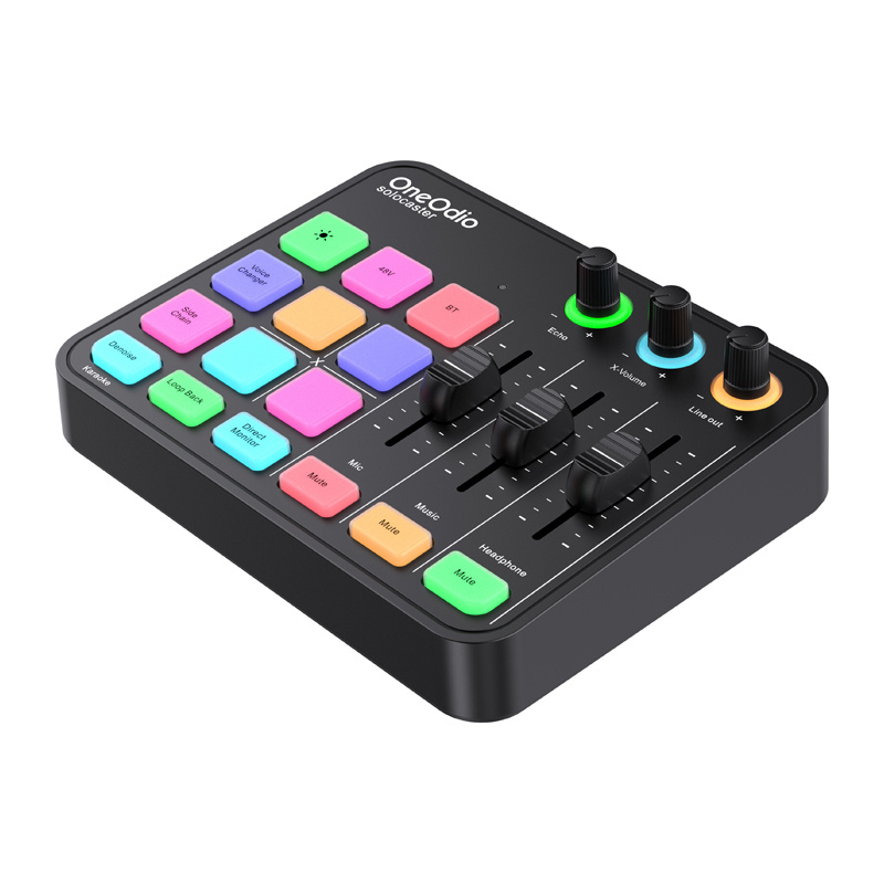 Mikser audio OneOdio Solocaster, kartë zëri USB, Bluetooth, i zi