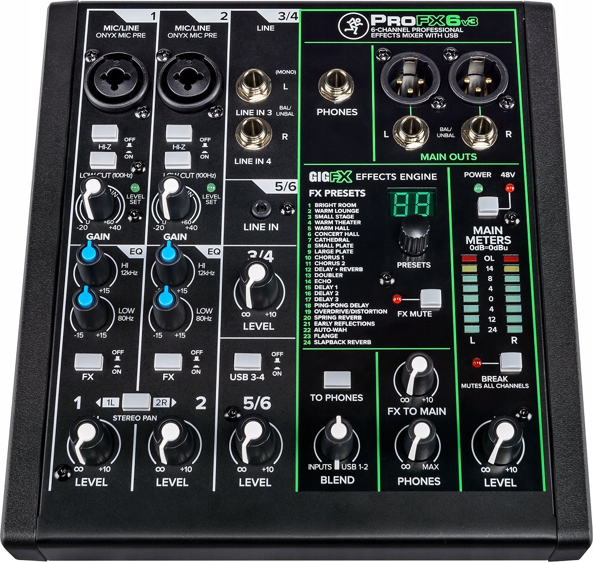 Mikser audio Mackie ProFX6v3, 6 kanale, USB, i zi