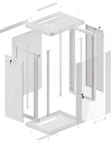 Kabinet muror rrjeti Lanberg WF01-6418-10S, 19", 18U, gri
