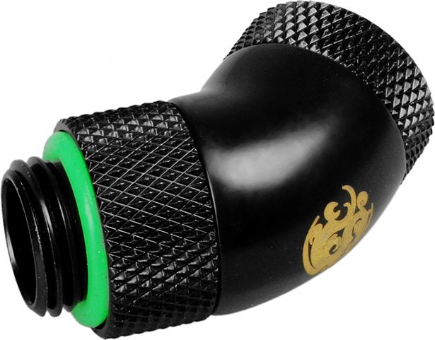 Lidhës këndor Bitspower BP-MB45R2D, 1/4", për ftohje me ujë, i zi