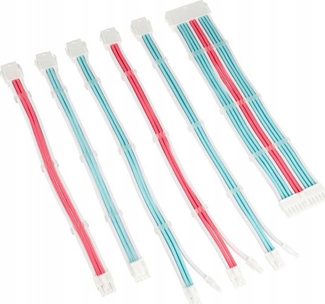 Set kabllosh zgjatëse ATX 24 pin Kolink Core Adept, 35cm, të endura, të bardha blu rozë