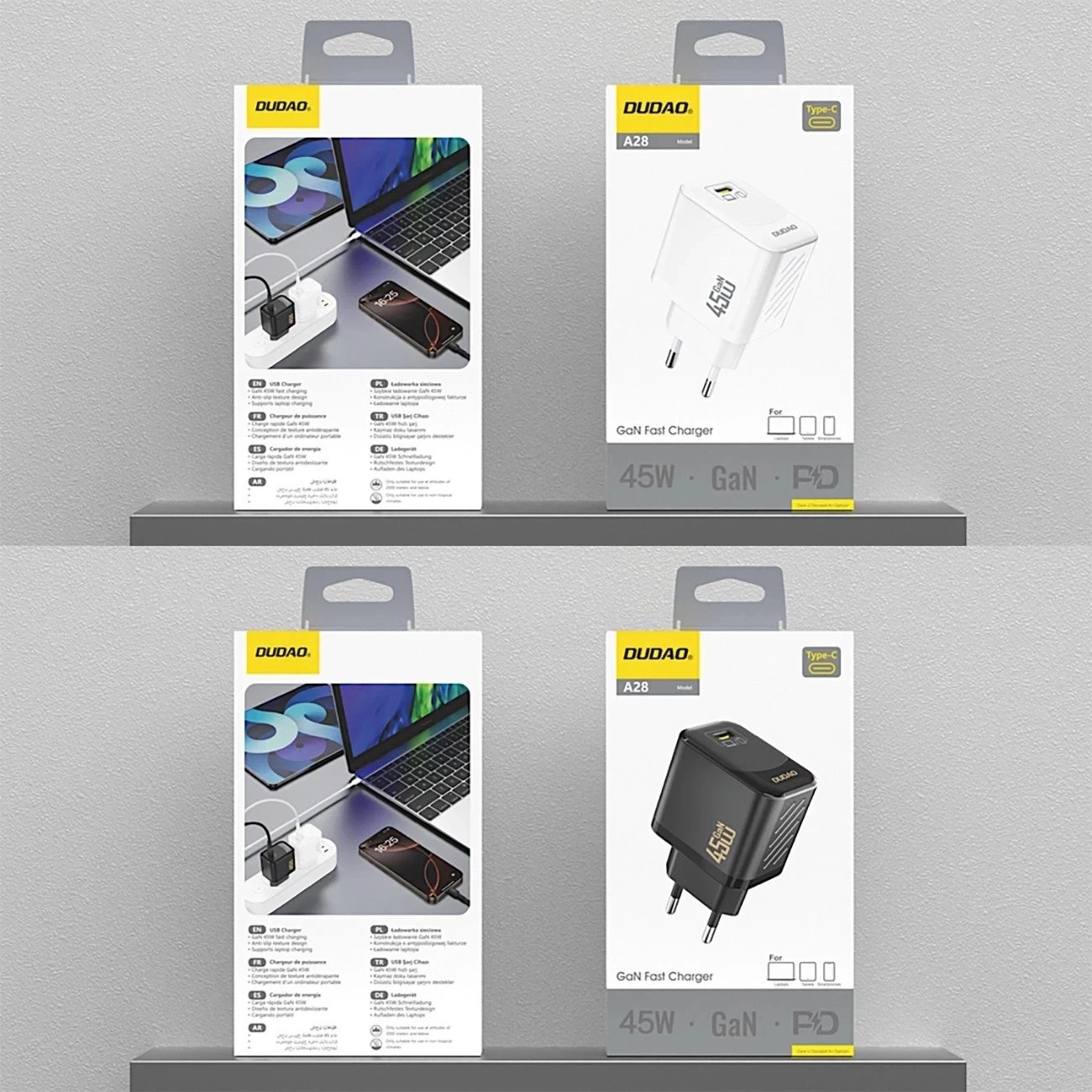 Karikues muri Dudao A28EU, 45W GaN, USB C, i zi
