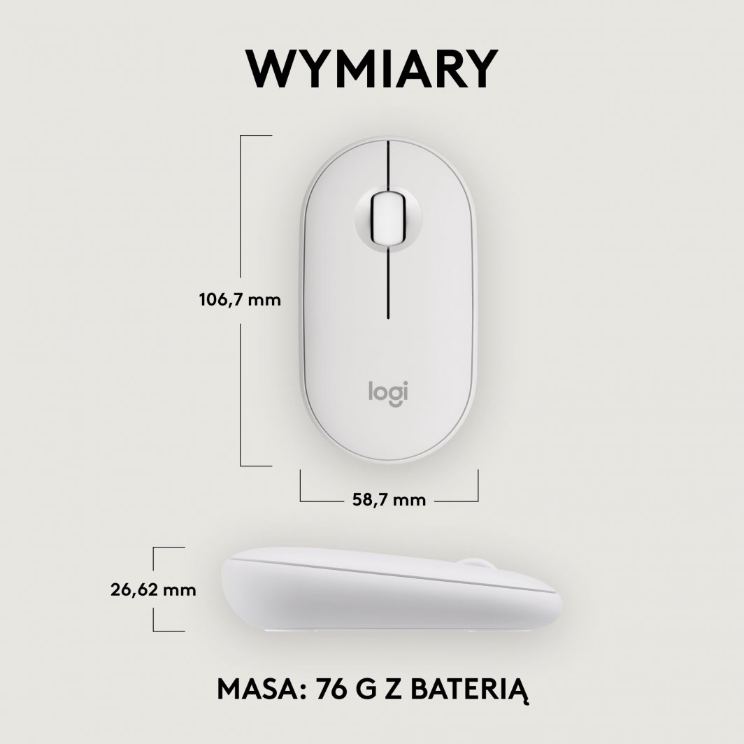 Maus Logitech Pebble 2 M350s, i bardhë