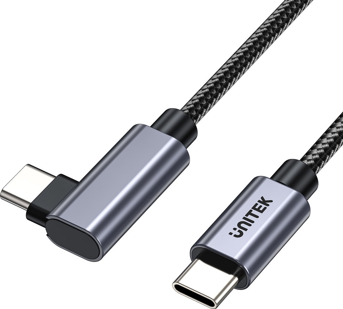 Kabllo USB Unitek C14123BK, USB C në USB C, 2m, 100W, e zezë argjendi