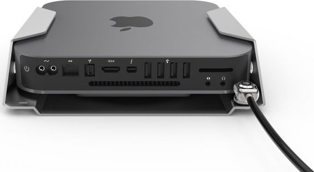 Montues sigurie për Mac mini Compulocks, me bravë kablloje me çelës, VESA, argjendtë