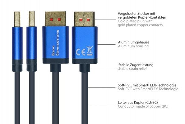 Kabllo DisplayPort Alcasa 4814-SF050B, 5m, blu