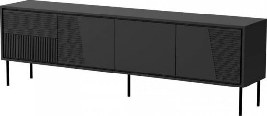 Komodë TV Cama Meble Abi 4D, 200x38x62 cm, mat, e zezë