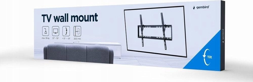 Kllapë muri për TV Gembird, 37"-70", deri 35 kg, e zezë