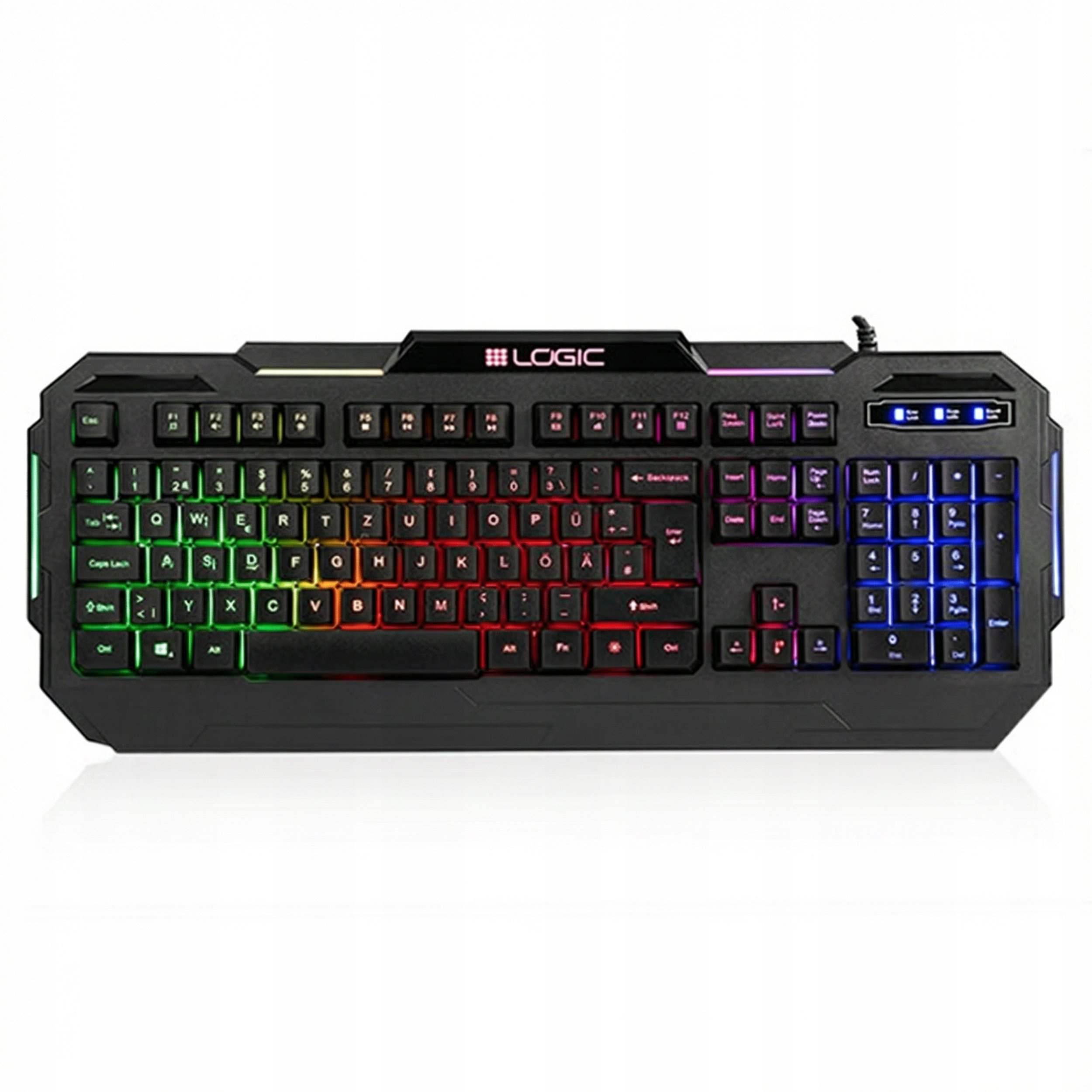 Tastierë gaming LOGIC LC-STARR-TWO, USB, ndriçim RGB, QWERTZ DE, e zezë