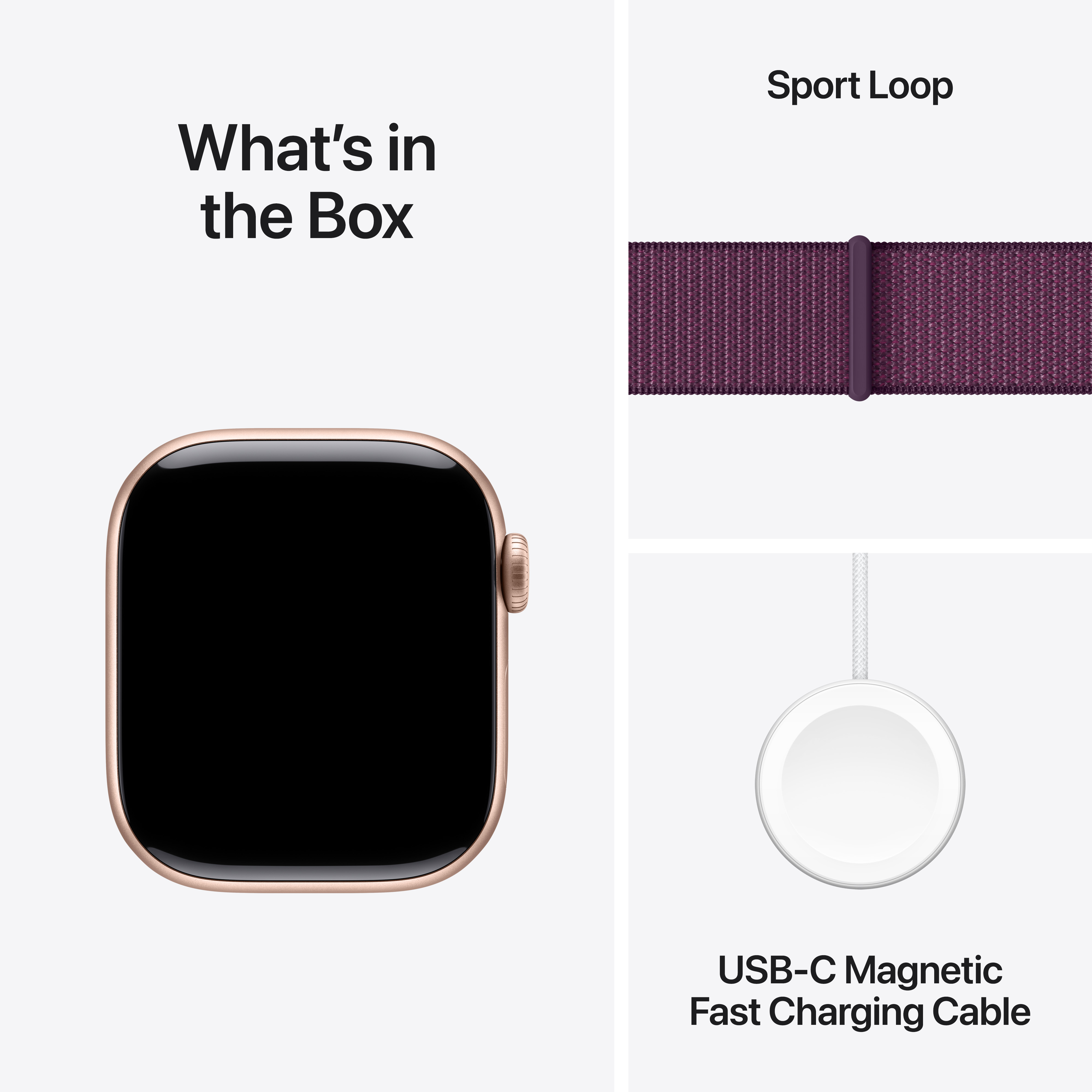 Apple Watch Series 10 GPS, 42mm, Rose Gold Aluminum Case with Plum Sport Loop