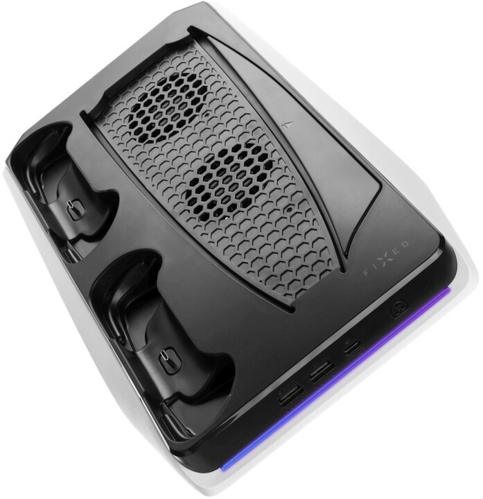 [OUTLET] Stacion karikimi shumëfunksional FIXED për PlayStation 5, bardh e zi