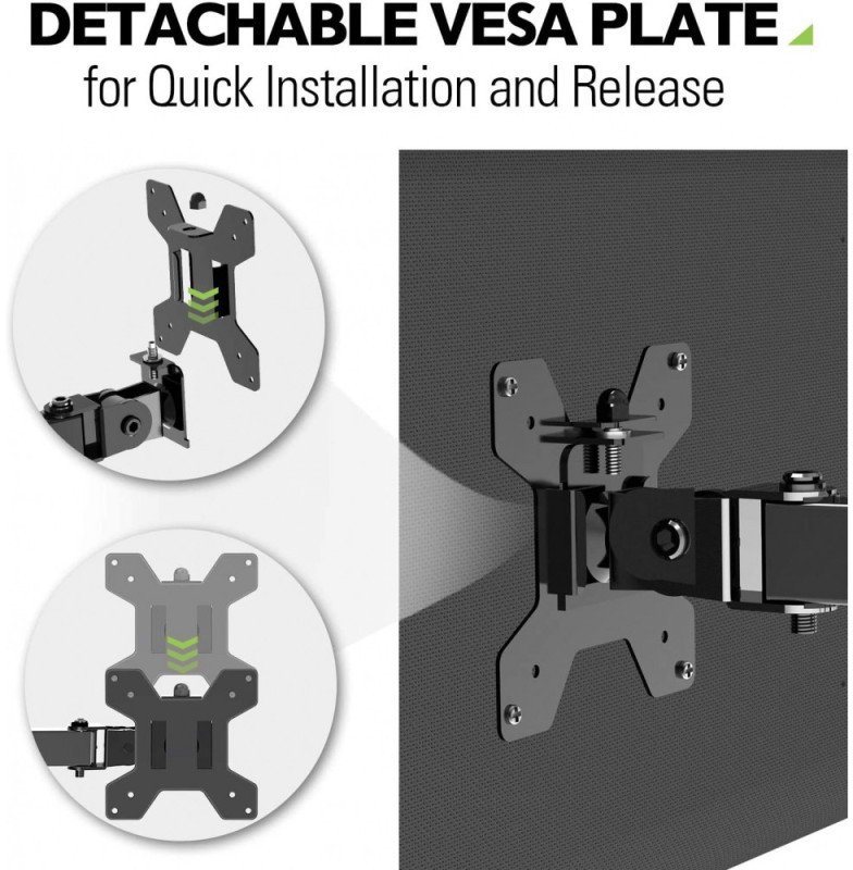 Mbajtës tavoline për monitor Techly Desk Mount, 13-27", VESA, i zi