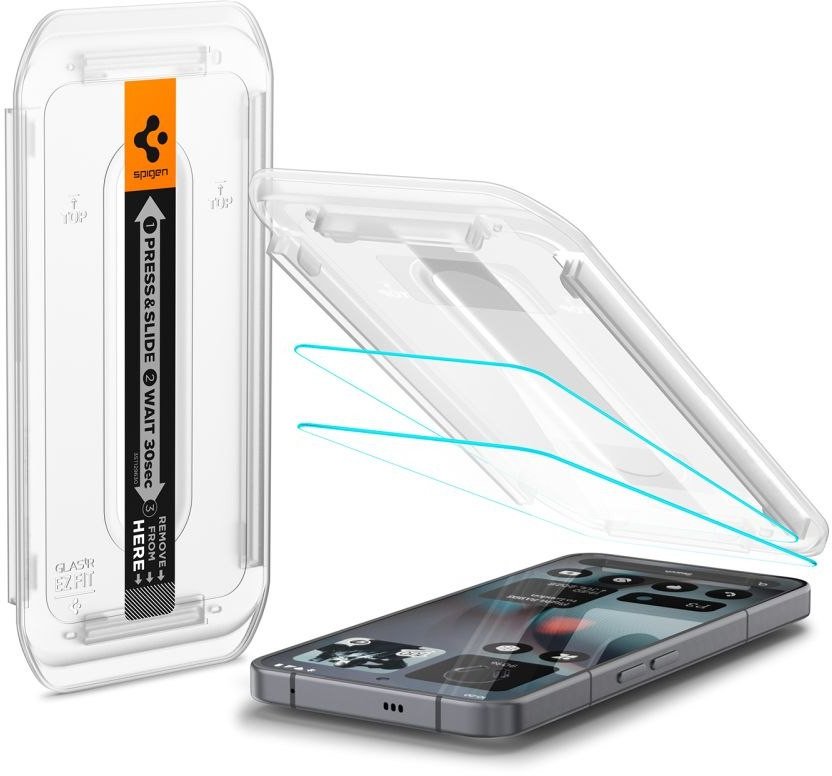 Folie mbrojtëse ekran Spigen Glas.tR EZ-FIT, për Nothing Phone 3, set 2 copë, transparente