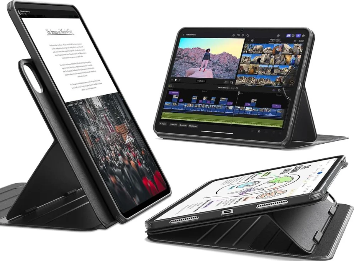 Mbrojtëse ESR Flip Magnetic Case me mbajtëse lapsi për Pad Pro 11 (2024/2025), e zezë