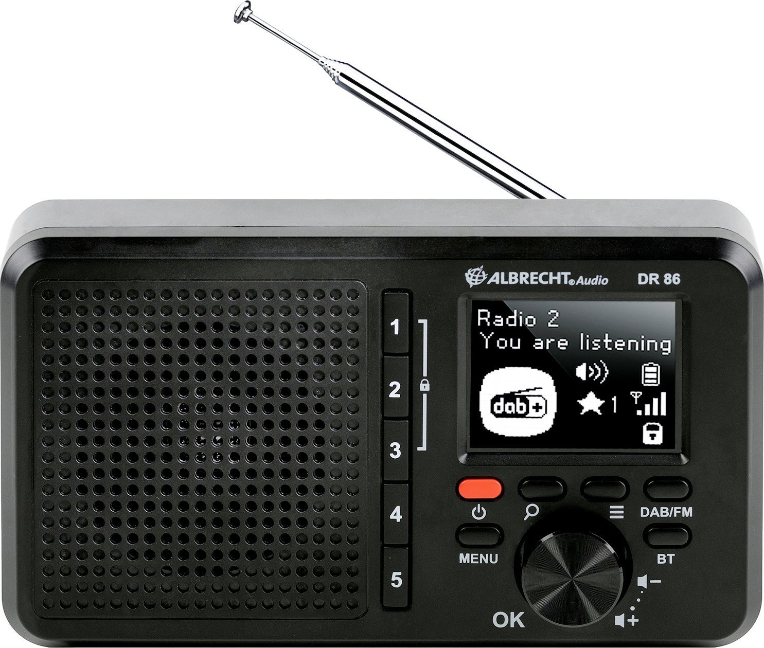 Radio digjitale Albrecht DR 86 Senior, DAB+ FM, ekran 2.4", e zezë