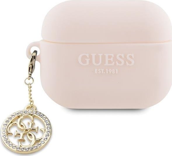 Mbulesë Guess 3D Rubber 4G Diamond Charm për AirPods Pro 2, silikon, rozë