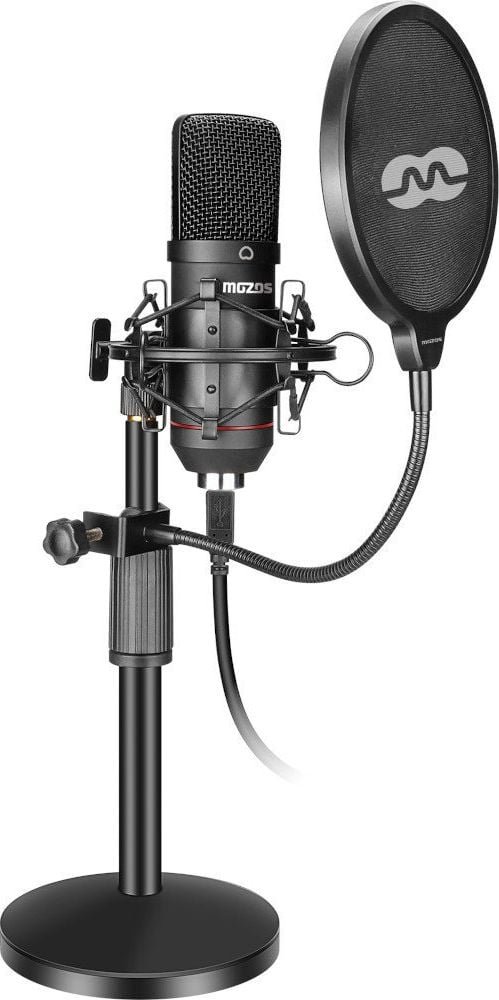 Mikrofon gaming Mozos MKIT-900PRO USB, set studio me krah 80 cm, i zi