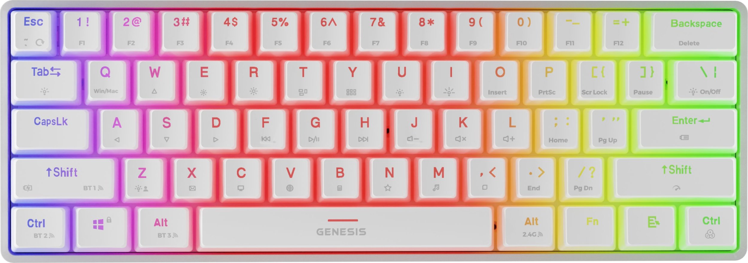 Tastierë gaming Genesis Thor 660 G2, wireless Bluetooth, mekanike RGB, e bardhë