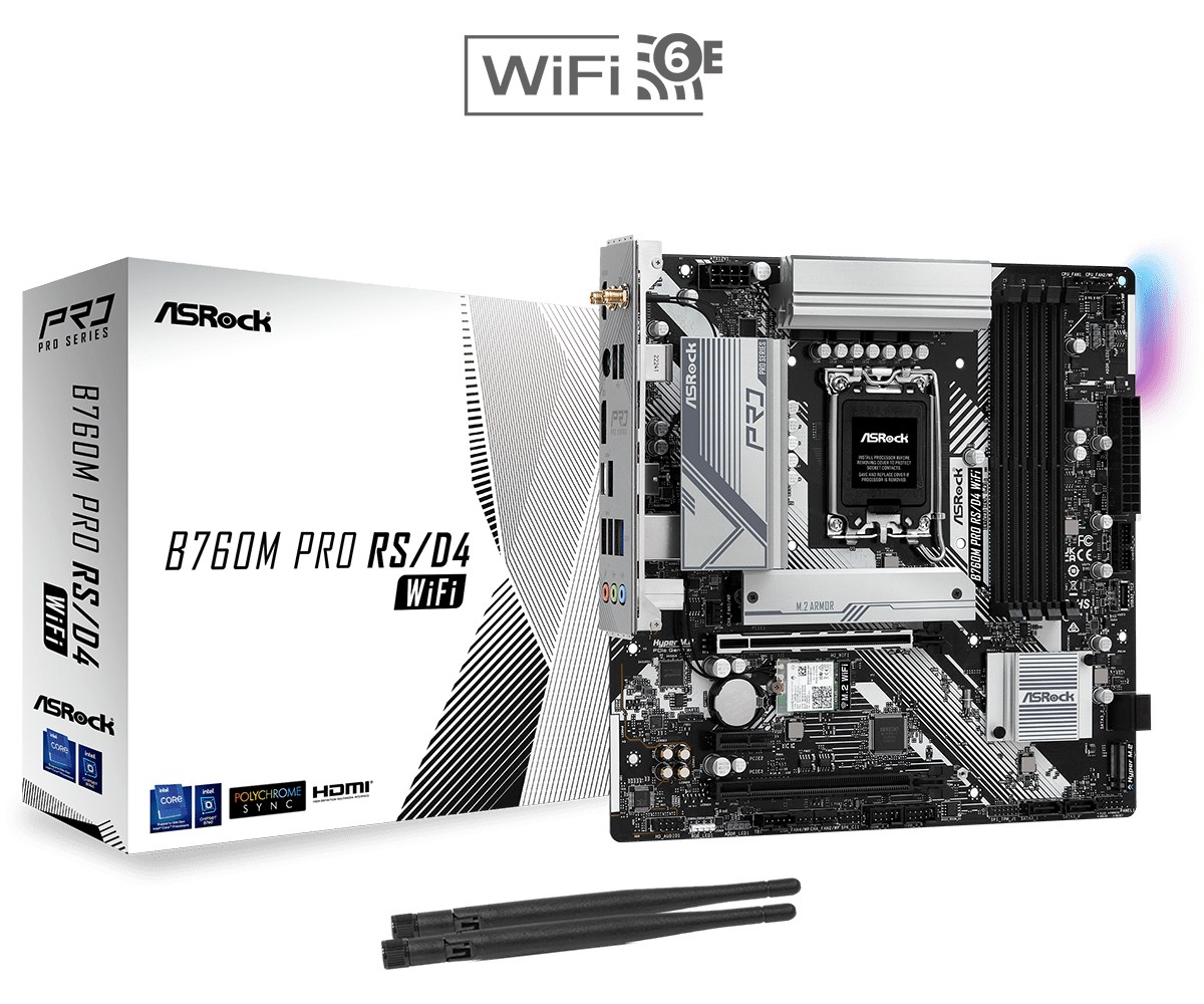 Pllakë amë Asrock B760M Pro RS/D4 WiFi Intel B760 LGA 1700 micro ATX