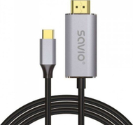Kabllo USB Savio USB C në HDMI, 2 m, 4K, e zezë argjend