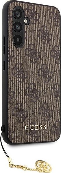 Kuti mbrojtëse Guess 4G Charms Collection për Samsung Galaxy S23 FE, kamosh, kafe
