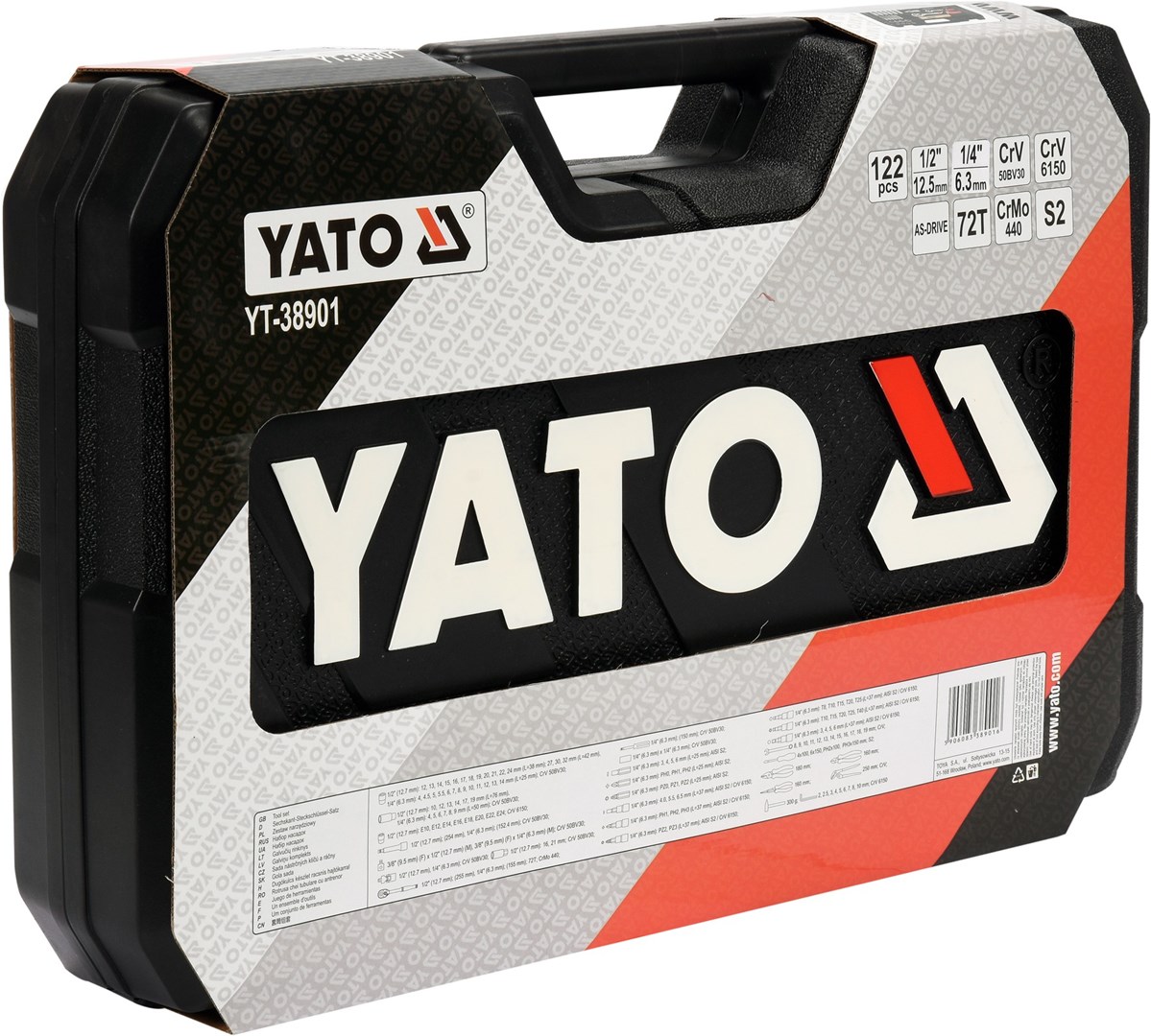 Set veglash mekanike YATO YT-38901, 122 pjesë, në kuti plastike