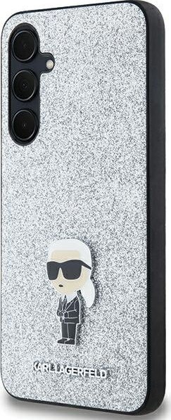 Kapak mbrojtës Karl Lagerfeld KLHCSA35GCNPSG, për Samsung Galaxy A35 A356, hardcase me glitter, argjend