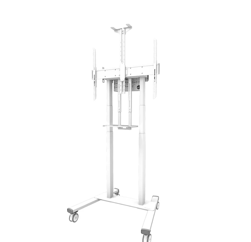 Stativ TV me rrota Neomounts FL55-875WH1, motorik, 55-100", i bardhë