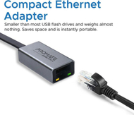 Adapter USB C në RJ45 Promate High Speed, Gigabit Ethernet, kompakt, gri
