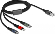 Kabllo USB Delock 87277, USB A në USB C microUSB Lightning, 1 m, e zezë