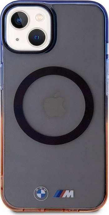 Këllëf telefoni BMW Gradient Bumper MagSafe për iPhone 14 Plus, polikarbonat dhe TPU, gri