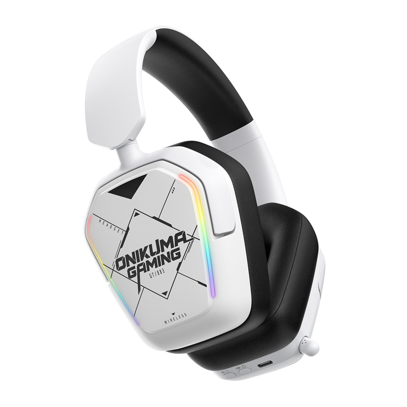 Kufje gaming Onikuma BT883, wireless 2.4G Bluetooth, RGB, të bardha