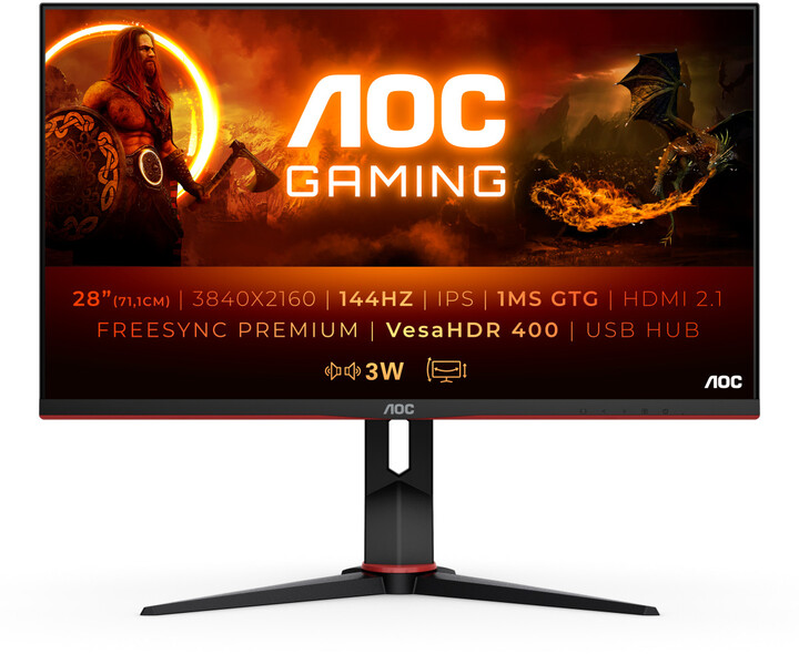 Monitor AOC U28G2XU2 - LED, 28", UHD, i zi