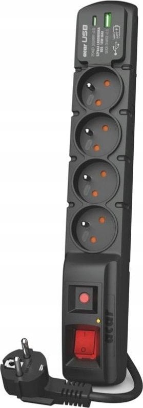 Prizë zgjatuese Acar F4 W2441, 4 dalje, kabllo 5 m, e zezë