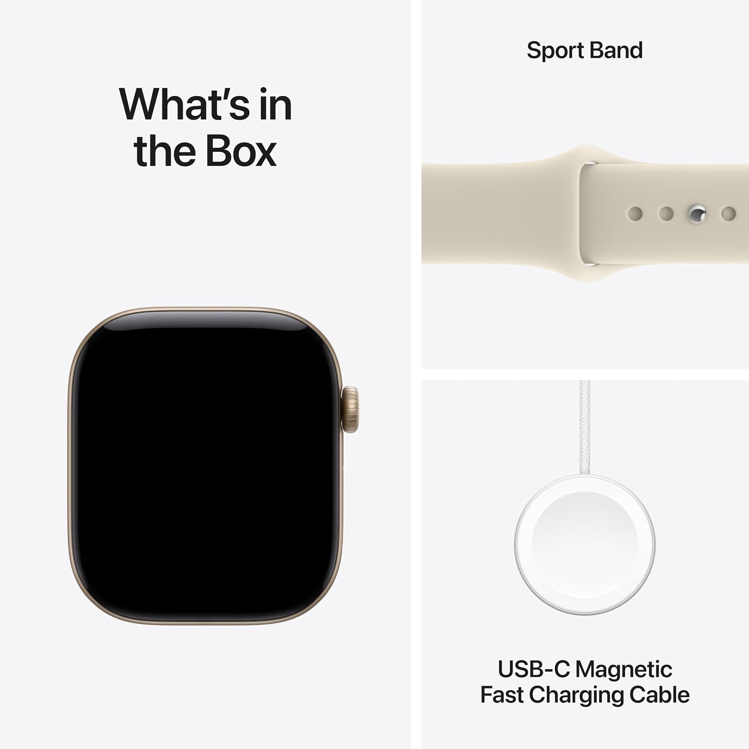Apple Watch S12 GPS 46mm Light Gold Aluminium Case with Sand Sport Band, M/L