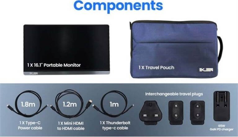 Monitor portativ EKLEER 16, 16", LCD, USB Type C, i zi