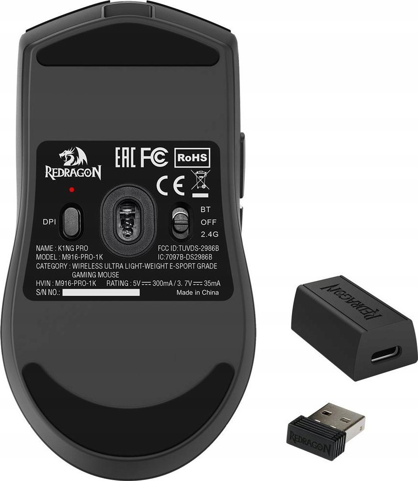 Maus gaming Redragon King Pro 4K M916 PRO 4K, 26000 DPI, 4000Hz, me kabllo dhe wireless, i zi