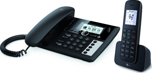 Telefoni fiks Telekom Sinus PA 207 plus 1, me kabllo dhe pa tel, i zi